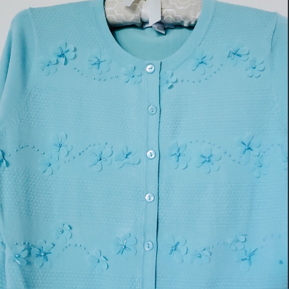 Charter Club Aqua Cardigan Sz Sm - Picture 3 of 4